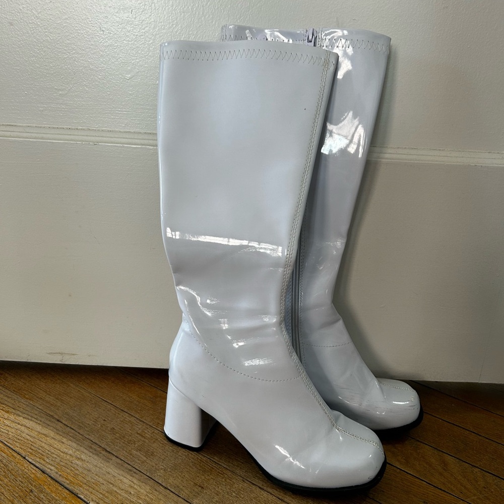 Shiny White Go-Go Boots